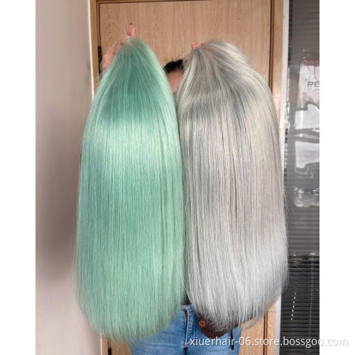 Senegalese Twist Pineapple Wave Natural Color Piano Hd Middle Part Human Hair Green Blue Lace Front Wigs